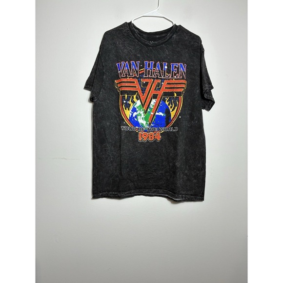 Van Halen Graphic Band Tee Sz Large Unisex Charcoal Gray 100% Cotton Music 1984 - Picture 1 of 6